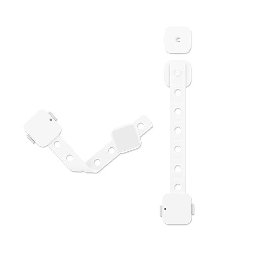 Amazon Brand – Supples Babyproofing Safety Locks, Dual-Button, Smart-Release Design, Pre-Taped, Versatile, Stylish (Pack of 4, White)