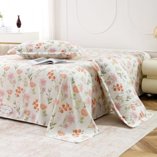 MollisHomes Microfiber Bedsheet for Double Bed | 160 TC Soft Bed Sheet with 2 Pillow Covers | King Size Bedsheet 250 x 225 cm | Lightweight, Wrinkle Resistant & Easy Care Bedding | White & Multi