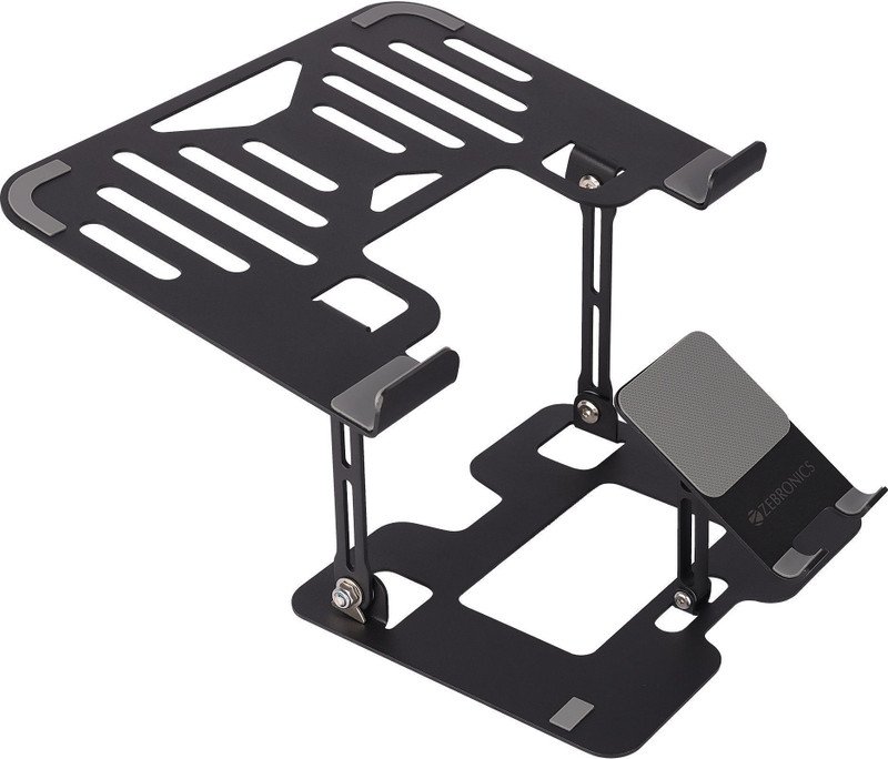 ZEBRONICS NS3500, Foldable, with Mobile Stand, upto 17 inch Laptop Ergonomic Cooling Pad with Adjustable Height(Black)
