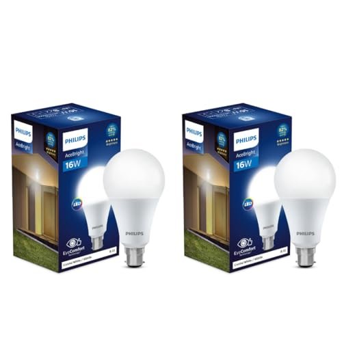 Philips Stellar Bright 16 Watt LED Bulb, Base B22,Cool Day Light, Pack of 2
