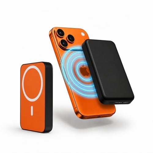 Nextech MagSafe Power Bank 10000mAh, 15W Magnetic Wireless Charging, 22.5W PD Fast Charging Type C, Slim Portable Wireless Power Bank for iPhone & Android, LED Indicator, Orange Black