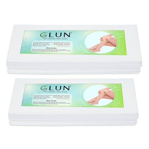 GLUN® 140 Piece Hair Removal Wax Strips, Nonwoven White Strips for Smooth Hair-Free Skin, Gentle & Effective Body and Facial Hair Removal for Women & Men