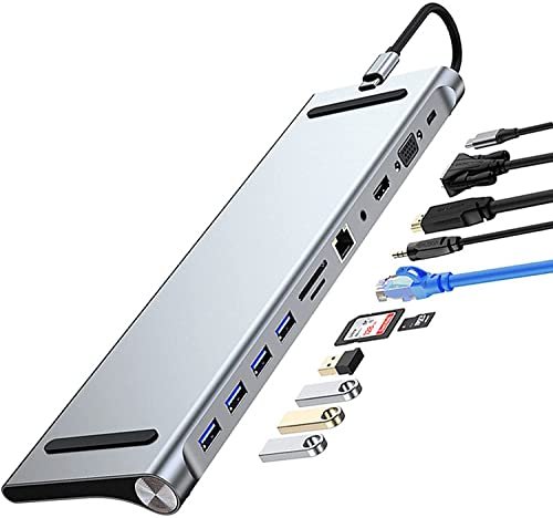 Tobo USB C Hub, 11 in 1 Aluminum Type C Hub Adapterr with ethernet USB-C PD (40 Gbps), 4K HDMI, USB-C Data, SD/Micro Card Reader, USB 3.0-Compatible with 2020/2018 MacBook Air, MacBook Pro – TD-948TC