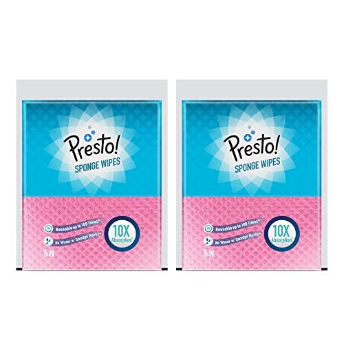 Amazon Brand – Presto! Multi-Purpose Sponge Wipes | Assorted | 10 Count| Pack of 2