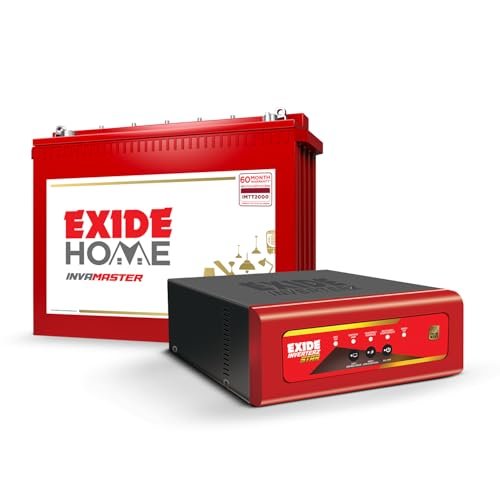 Exide Inverter & Battery Combo for Home, Office & Shop–STAR12V1125(1125VA/12V) Pure Sine Wave Home UPS+INVA Master IMTT2000 200Ah Tall Tubular Battery|42M Inverter & 60M B Warranty