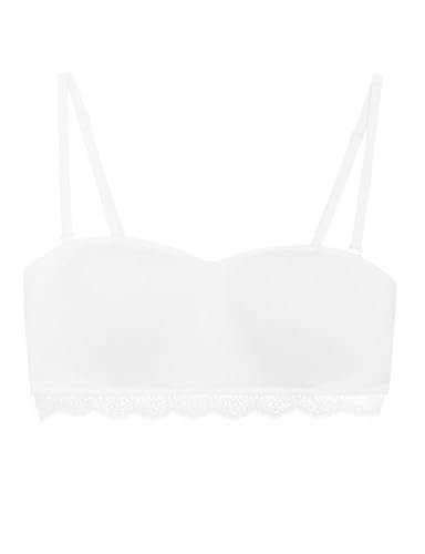 Marks & Spencer Cotton & Lace Non Wired Bandeau First Bra AA-D T339502WHITE (30AA)