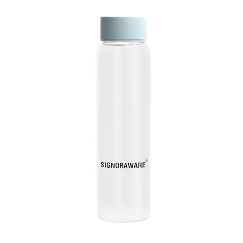 Signoraware Cool Stream Borosilicate Glass Bottle | Airtight & Leakproof | Heat Resistant | Ideal for Water, Juice, Detox & Infused Drinks | Best for Home, Office, Gym & Travel Use (1 Ltr | Clear)