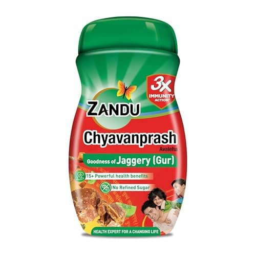 Zandu Chyavanprash Jaggery (Gur) 910 g | No Refined Sugar | Scientifically proven immunity booster | 15+ health benefits | Great Taste