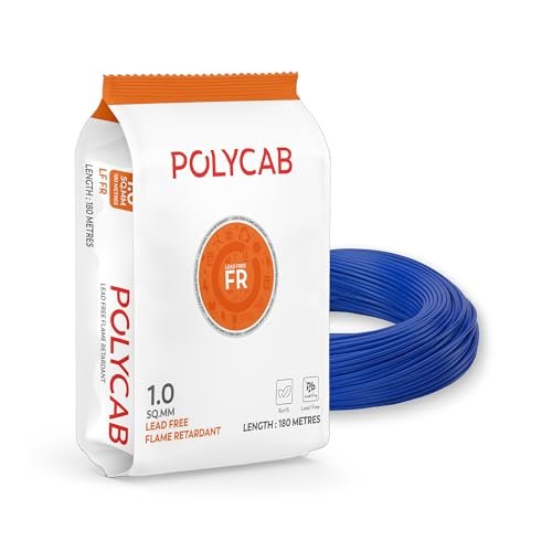 Polycab LF FR 180M coil | 1.5 SQ MM | Flame Retardant technology | Lead free insulation | 99.97% high purity copper | Rodent protection | RoHS & REACH complaint (Blue)