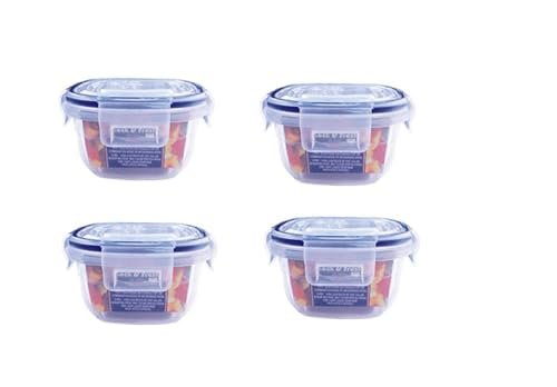 Aristo Lock & Fresh 112 Plastic Storage Container – 300 ML – Set Of 4, Transparent Clear