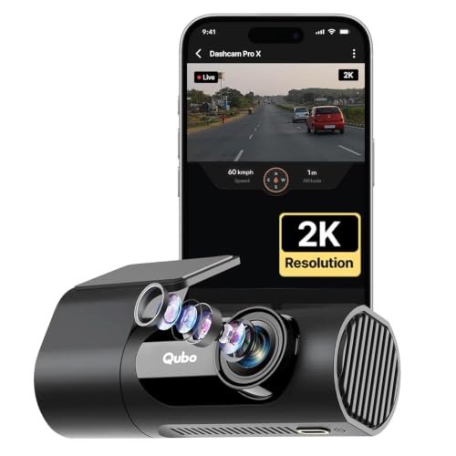 Qubo Dashcam Pro X (2026 Edition) | 2K Resolution | Doubles up as in-Cabin Camera | NightPulse Vision | Wide FOV | Supercapacitor | Built in Wi-Fi, Mic | Up to 1TB Storage | Built for Indian Roads