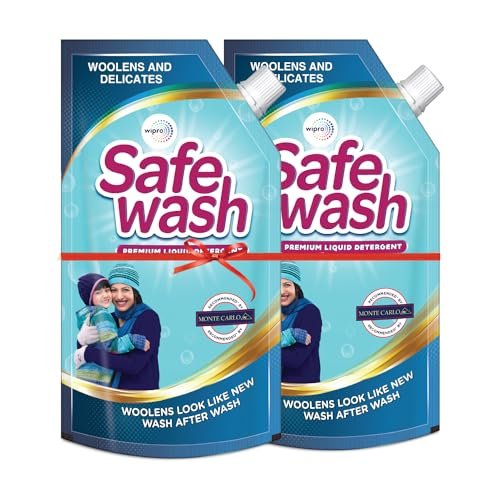 Safewash Premium Liquid Detergent 2L (Pack of 2 Pouch) for Woollens and Delicates with Active Fabric Conditioners | Soda and Bleach Free| PH Neutral Neutral Formula for 7-in-1 Expert Care