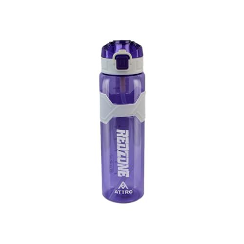 ATTRO Plastic Squad Sports 1000Ml Water Bottle with Flip Top Lid, Hand Strap & Straw Bpa Free Leak Proof Ideal for Gym Workout, Outdoor, School & Office – Violet