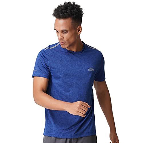 U.S. POLO ASSN. Men Reflective Logo Polyester I712 Regular Fit T-Shirt – Pack of 1 (Blue Mel S)