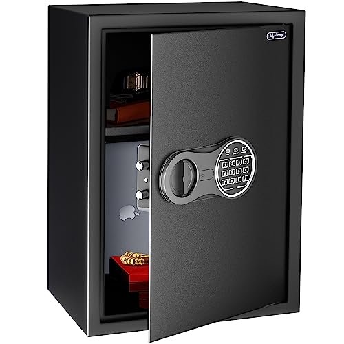 Lifelong 56 L Digital Safe Locker Box For Home & Office | Essential Smart Home Locker For Gold, Jewellery, Cash | Tijori Box | Electoric Keypad & Keys | Wardrobe Compatible, 1 Yr Warranty, Black