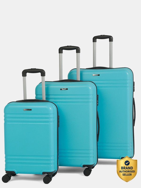 Teakwood Leathers Unisex Textured Set of 3 Trolley Bag (Small-Medium-Large, Aqua green) Cabin & Check-in Set 8 Wheels – 30 inch