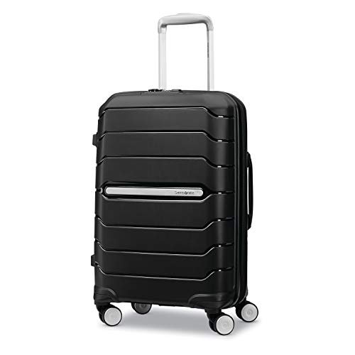 Samsonite Freeform Polyester Nylon Hardside Expandable with Double Spinner 8 Wheels Trolley Bag, Black, Cabin-Small 55cm