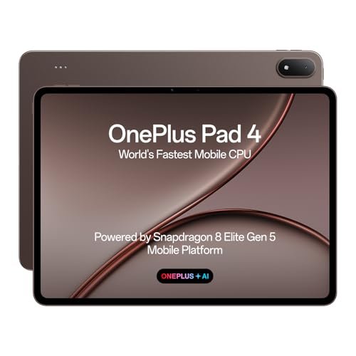 OnePlus Pad 4, Snapdragon® 8 Elite Gen 5 Platform, 33.53cm 13.2″ 3.4K Screen, 144Hz Adaptive, 8 Speakers, AI Powered, PC-Level Productivity, 13,380 mAh Battery, 8GB + 256GB, WiFi,Dune Glow