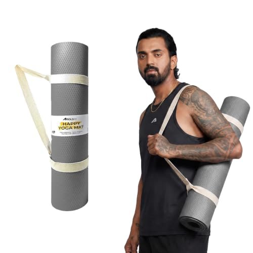 Boldfit EVA Yoga Mats For Women Yoga Mat For Men Exercise Mat For Home Workout Gym Anti Slip 4mm Workout Mats – Grey