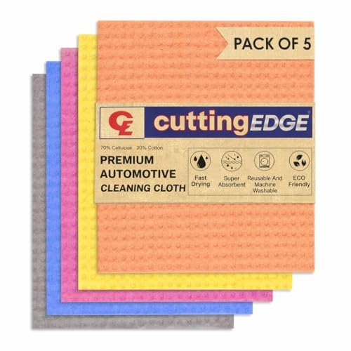 Cutting EDGE Car & Bike Cleaning Sponge Set of 5, Reusable Absorbent Scratch Free Sponge for Car Wash & Detailing (Multicolor)