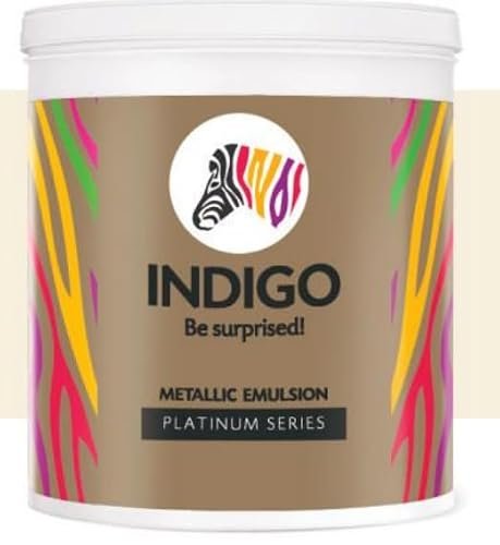 Indigo Metallic Emulsion Platinum Series – Sparkling Metallic Texture Wall Paint | Water-Based | Anti-Fungal & Algae Resistant | Interior & Exterior Use 1 L Orange Crush