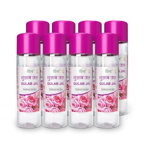 Patanjali Divya Gulab Jal, Rose Water for Skin Care, Facial Toner, Hydrating Rose Essence 120ml (Pack of 8)