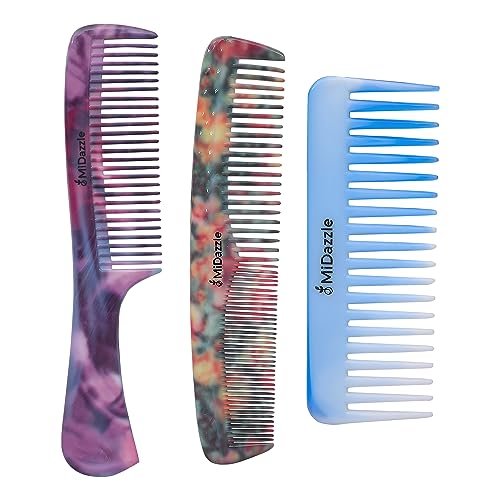Midazzle Daily Comb For Styling | Hair Comb For Men and Women – Multicolor – Set of 3 (MIDC00005)