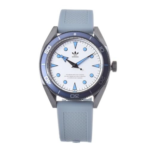 adidas Men Silicone Originals Analog Silver Dial Watch-Aofh22003, Band Color-Blue