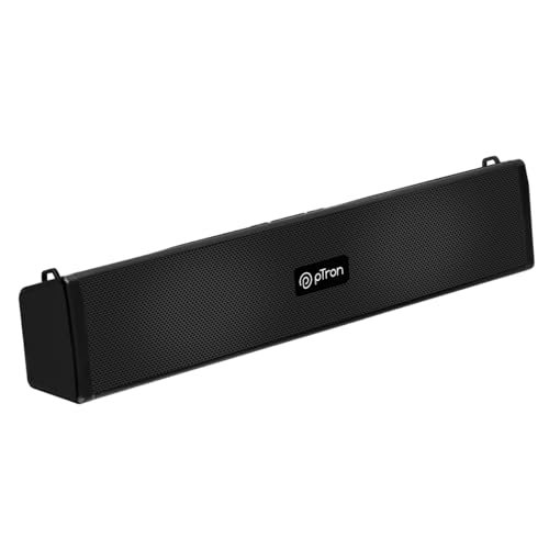 pTron Fusion Wave 16W Mini Bluetooth Soundbar Speaker with up to 19Hrs Playback Time, Soundbar for Phone/TV/Laptop/Tablets/Projectors & BT5.0/Aux/TF Card/USB Drive Playback (Silk Black)