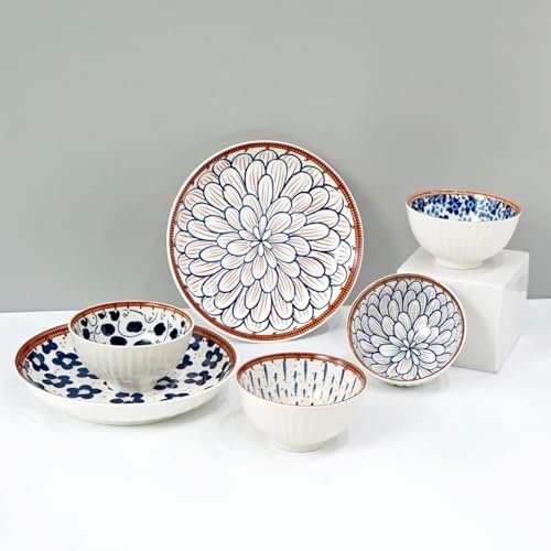 Amazon Brand – Solimo Ceramic Bowls and Plates Set, 6 Piece (4 Bowls + 2 Plates) | Microwave & Dishwasher Safe | for Snacks, Soup, Salad & Desserts | BPA & Lead-Free | Burnt Sienna