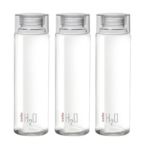 Cello H2O Unbreakable Premium Edition Bottle, 1 Litre, Set of 3, Grey