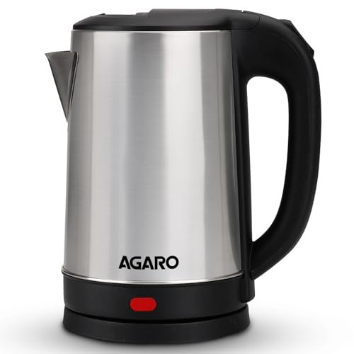 AGARO Sonnet Electric Kettle, 1.5L, 1500W, Stainless Steel Body, Quick Boil, Water Boiler, Hot Water Kettle, For Making Black Tea & Black Coffee,Auto Shut Off, Cool Touch Handle