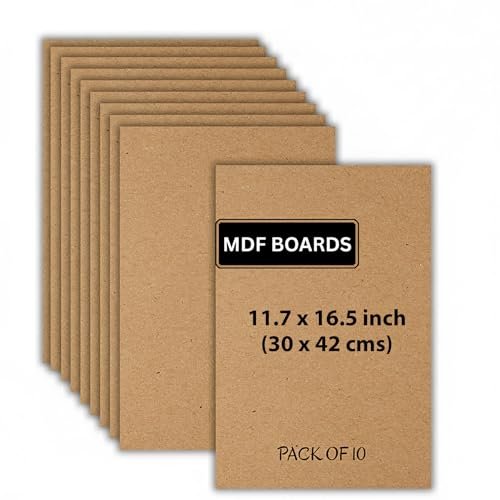 ArtzFolio MDF Board 2.1mm Thick Cutout Sheets for DIY Art Craft Project | Unfinished Sides Engineered Wood Blanks for Paintings, Laser, Engraving | A3 Size | 11.7×16.5 inch (30×42 cms) | Pack of 10