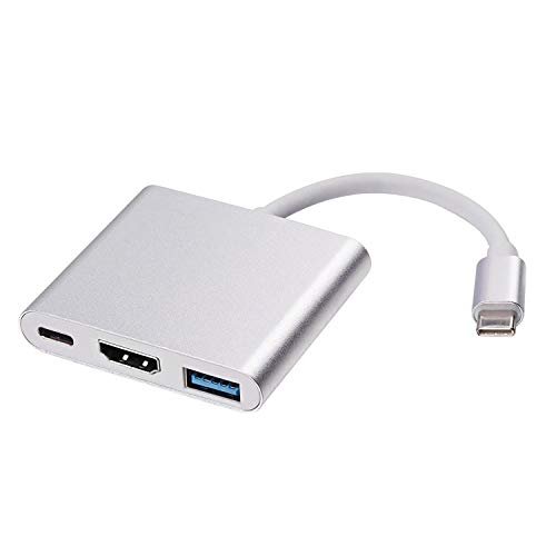 BigPlayer Type C Multiport Hub with HDMI Display Interface USB 3.0 Port and Charging Connector for Laptop MacBook Notebook Gray