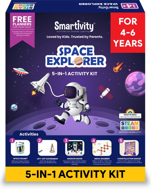 Smartivity Junior Space Explorer STEM Educational DIY Fun Toys, Educational & Construction based Activity Game for Kids 4 to 6, Gifts for Boys & Girls, Learn Science Engineering Project, Made in India(Multicolor)