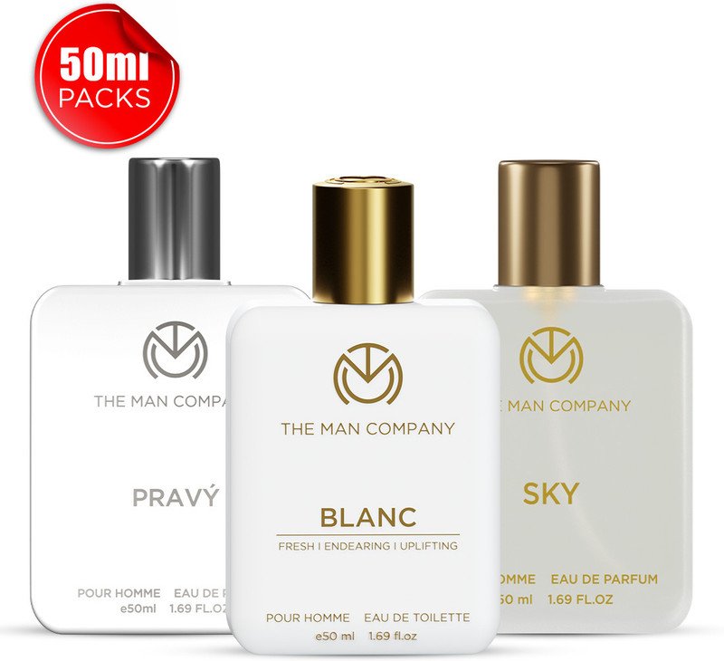 THE MAN COMPANY Blanc, Sky and Pravy Perfume for Men 3 x 50ml | Long-Lasting Fragrance Perfume  –  150 ml(For Men)
