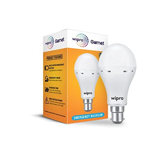Wipro Garnet 8.5w led Inverter Emergency Bulb Pack of 1 (Coolwhite)