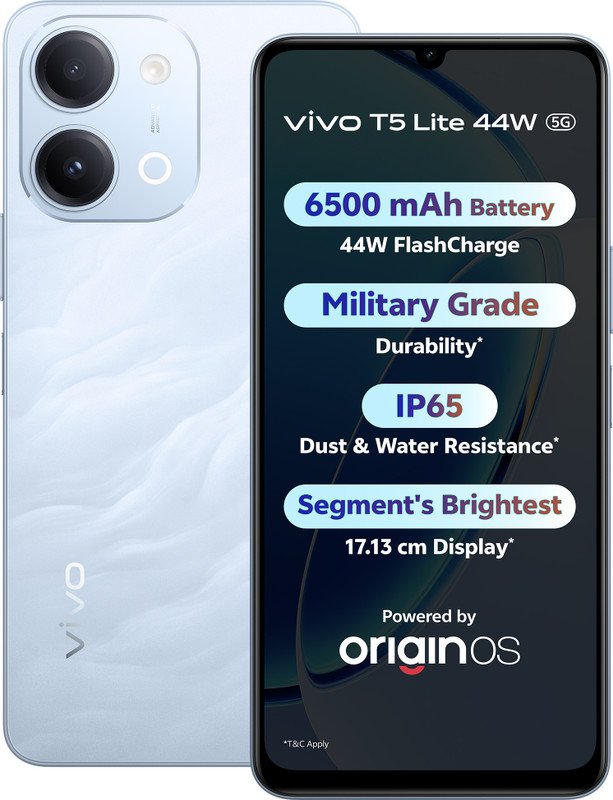 vivo T5 Lite 44W 5G (Wave Blue, 128 GB)(4 GB RAM)