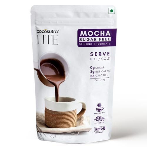 Cocosutra Sugar Free Drinking Chocolate Mix – Mocha | Hot or Cold | Low Carb, Low Calorie | Stevia & Erythritol Based | 200g