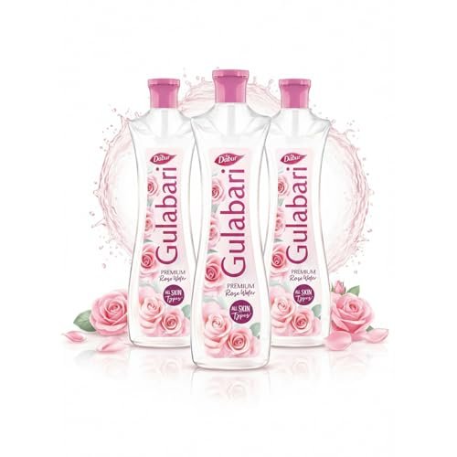 Dabur Gulabari Premium Rose Water – 400ml (Pack of 3) | With No Paraben | Cleanses, Hydrates & Moisturises Skin | Balances & Restores Skin’s pH Levels | For All Skin Types