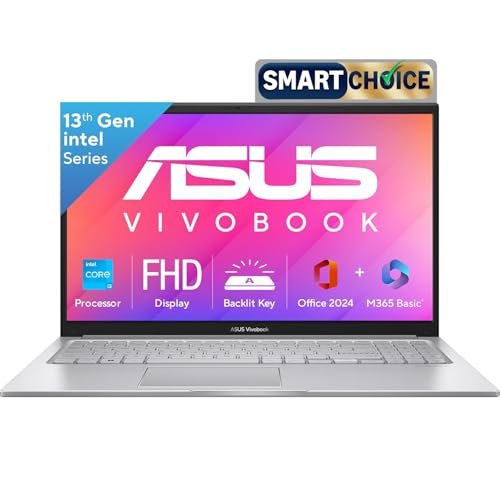 ASUS Vivobook 15, Smartchoice,Intel Core i3 13th Gen 1315U, 12GB RAM, 512GB SSD, FHD 15.6″, Windows 11, Office 2024, Cool Silver, 1.7Kg, X1504VA-BQ331WS, Intel UHD iGPU, Thin & Light, 42Whrs Laptop