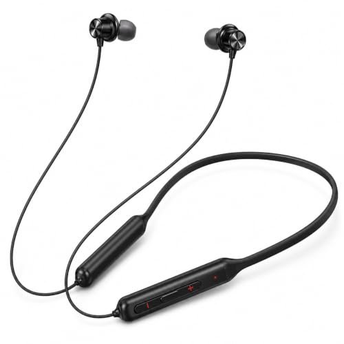 Bouncefit Bluetooth Wireless Mangentic On/Off Neckband, 40 Hours Battery, Fast Charge, IPX7, Low Latency, in Ear Bluetooth Neckband with Mic Earphones (Black) BB