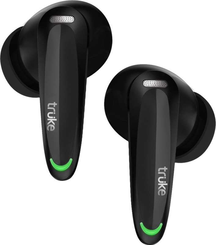 truke BTG Crystal V2 buds w/ 68H Battery, RGB LEDs, Game Mode, Dual Pairing, 4Mic ENC Bluetooth(Midnight Black, True Wireless)
