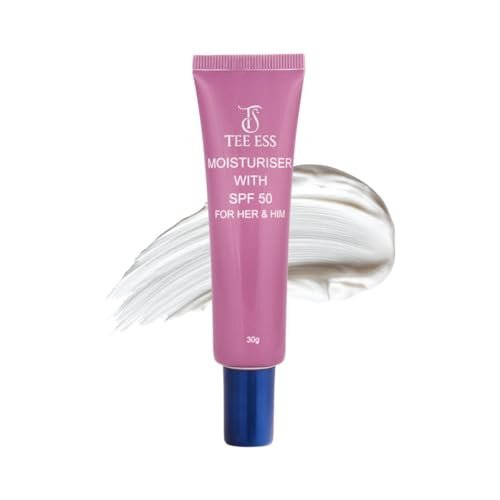 TEE ESS Moisturiser with SPF 50 | Unisex Moisturiser | Lightweight & Non-Greasy Face Cream | Deep Hydration with Vitamin E | Daily Skincare | For All Skin Types | Men & Women | 30g