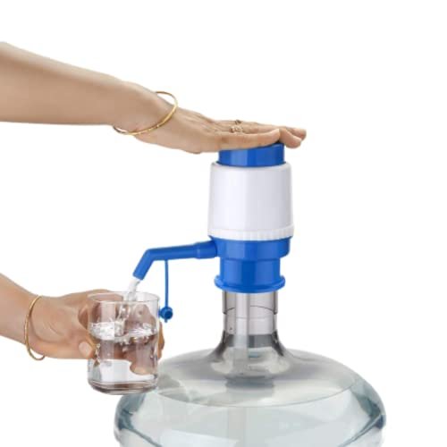 Suzec H2O Hand Press Manual Water Pump Dispenser for 20 Litre Drinking Bottle Can for Home Office Outdoor (Support All Brand Bottles), Blue