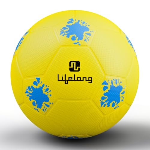 Lifelong Football Lightweight PVC Ball for Kids & Adults, Ideal for Beach, Pool, Indoor & Outdoor Play, Soft Training Football for All Age – Size 5 (Age 13+ Years, Yellow)