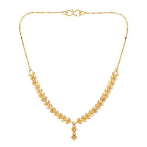 Elegant Gold Leaf Pattern Necklace with Pendant