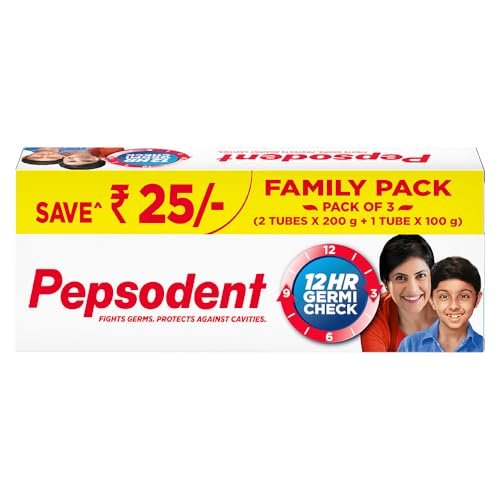 Pepsodent Germicheck Anti cavity Toothpaste | 12 HR protection from cavity germs | Mint flavour||Family Pack_500G (200g+200g+100g)