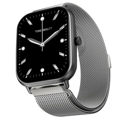 Fire-Boltt Ninja Call Pro Max Ultra Bluetooth Calling Smart Watch, 2.01″ HD Display, 120+ Sports Modes, Health Suite, AI Voice Assistance, SpO2 Smartwatch for Men & Women – Silver Link