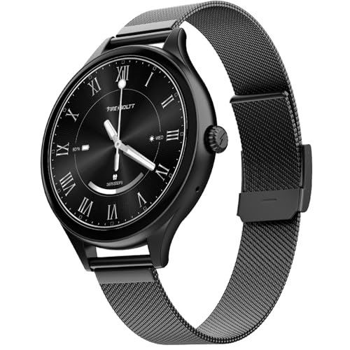 Fire-Boltt Phoenix Air Smart Watch 1.26” Round Display, Rotating Button, Wireless Charging, Ultra Lightweight Metal Body, Bluetooth Calling, Smartwatch with Silicone & Mesh Steel Straps Onyx Black